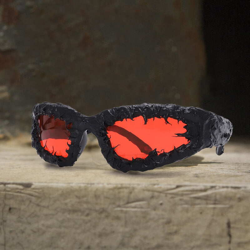 Gothic Personality Drip Glue Brushed Polarized Pc Sunglasses