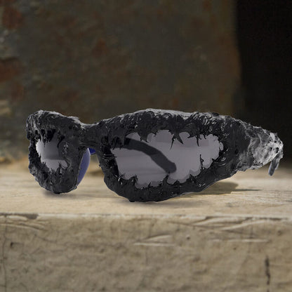 Gothic Personality Drip Glue Brushed Polarized Pc Sunglasses