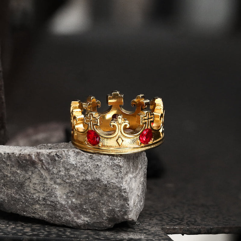 Gothic Roman Gemstone Crown Sterling Silver Ring