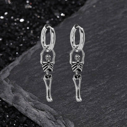 Gothic Skeleton Stainless Steel Drop Earrings