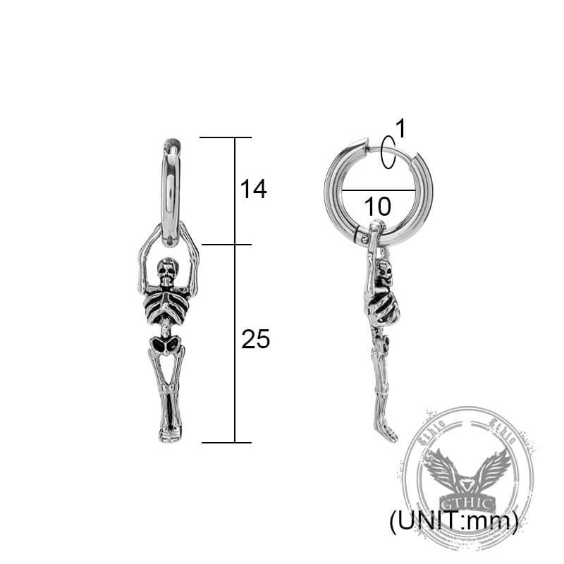 Gothic Skeleton Stainless Steel Drop Earrings