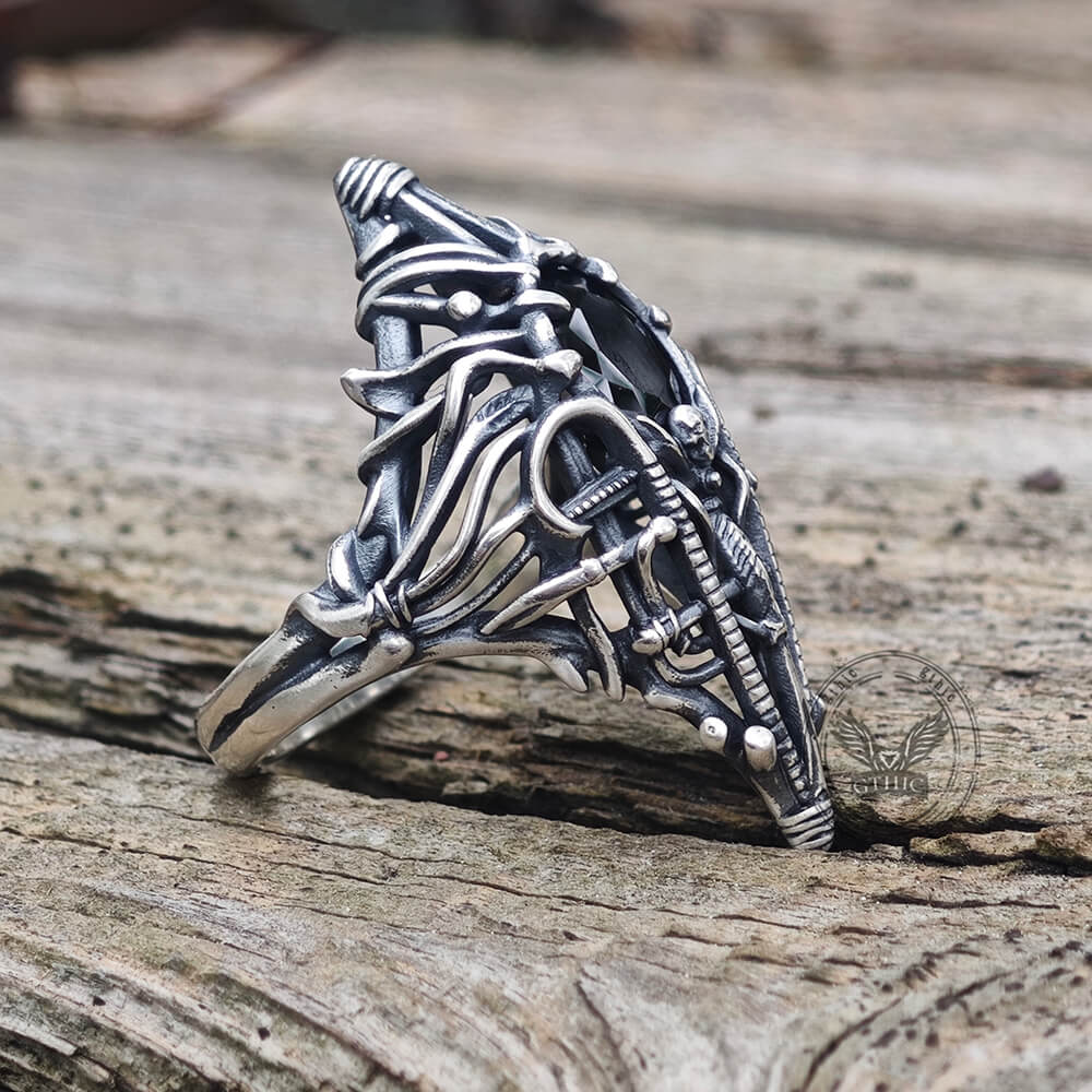 Gothic Skeleton Treasure Sterling Silver Ring