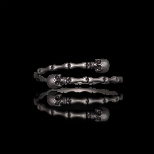 Gothic Skull Bone Sterling Silver Open Bracelet