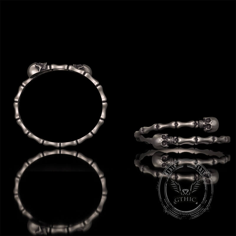 Gothic Skull Bone Sterling Silver Open Bracelet