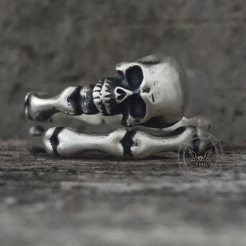 Gothic Skull Bone Sterling Silver Open Ring