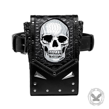 Gothic Skull Embroidered Leather Bag