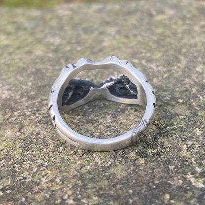 Gothic Skull Hand Heart Shaped Sterling Silver Ring