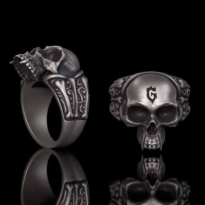 Gothic Skull Head Bone Sterling Silver Ring