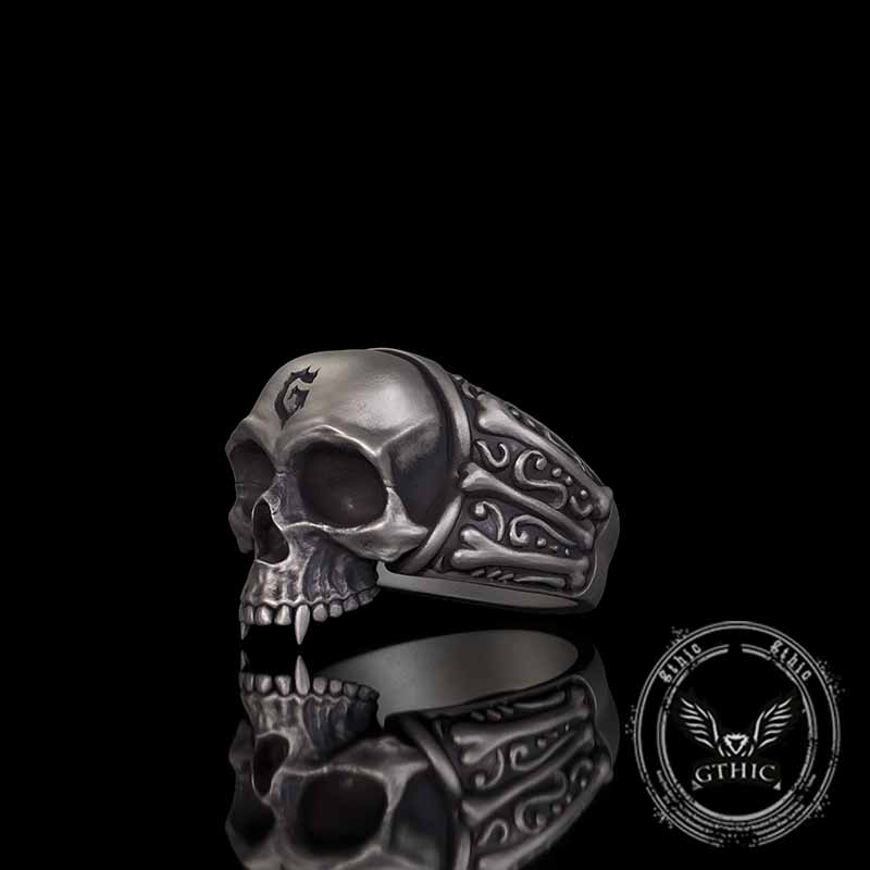Gothic Skull Head Bone Sterling Silver Ring