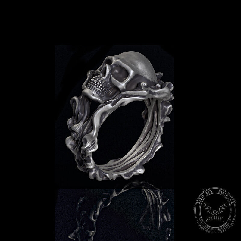 Gothic Skull Head Sterling Silver Ring