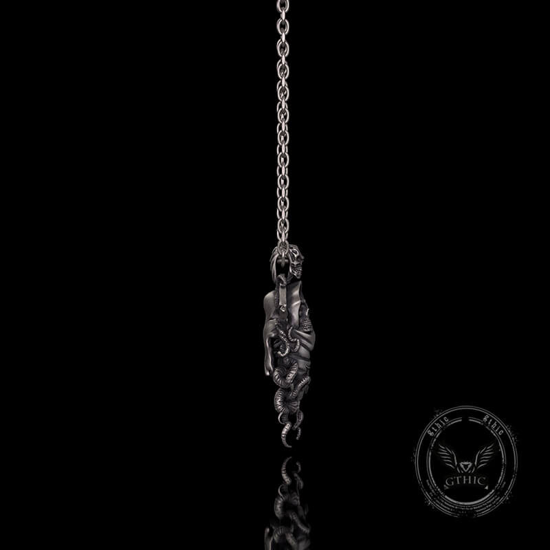 Gothic Skull Tentacle Demon Sterling Silver Pendant