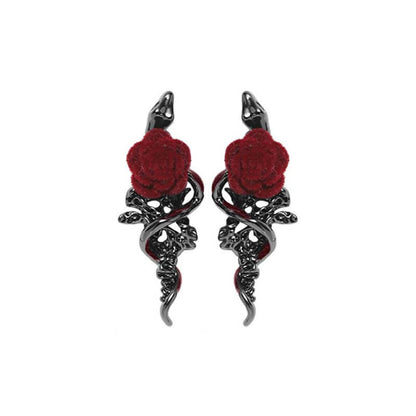 Gothic Snake Wrapped Rose Alloy Jewelry Set