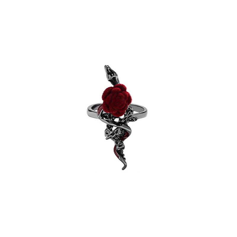 Gothic Snake Wrapped Rose Alloy Jewelry Set