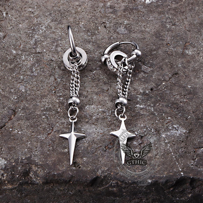 Gothic Star Tassel Chain Stainless Steel Drop Earrings