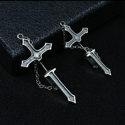 Gothic Sword Sterling Silver Stud Earring
