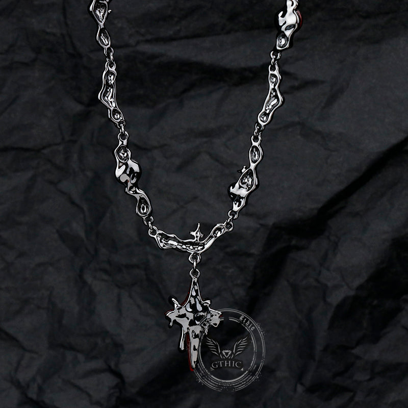 Gothic Thorns Four-pointed Star Alloy Necklace