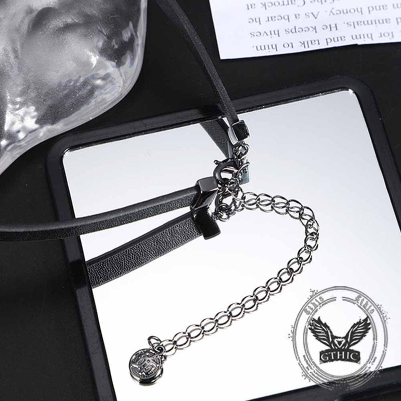 Gothic Wooden Rose Flower Design Alloy Choker Necklace
