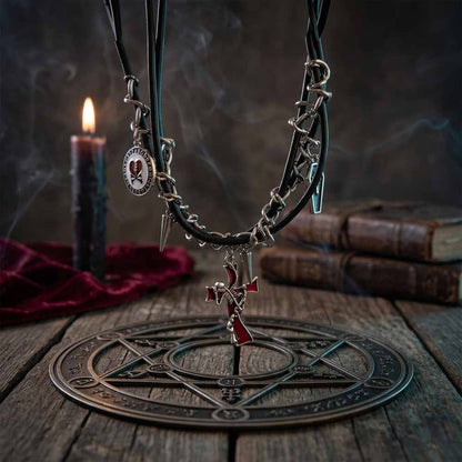 Gothic Y2k Cross Coffin Pu Leather Alloy Choker