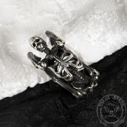 Gothic Yoga Skull Sterling Silver Adjustable Ring