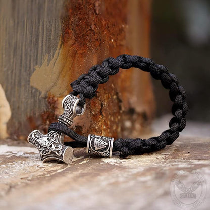 Thor's Hammer Braided Rope Viking Bracelet