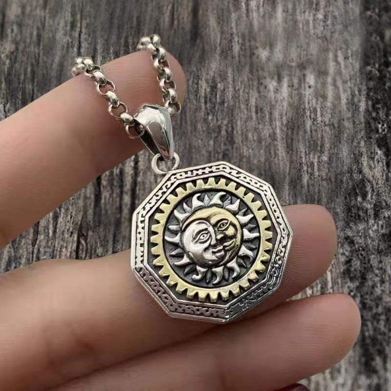 Eye of Providence Sterling Silver Sun God Pendant