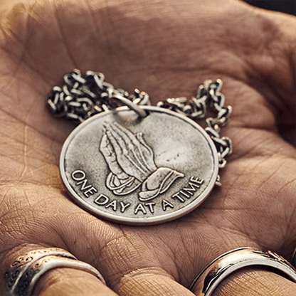 Holy Praying Hands Sterling Silver Coin Pendant