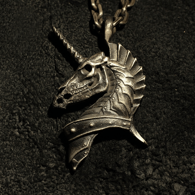 Unicorn Holy Beast Sterling Silver Brass Pendant