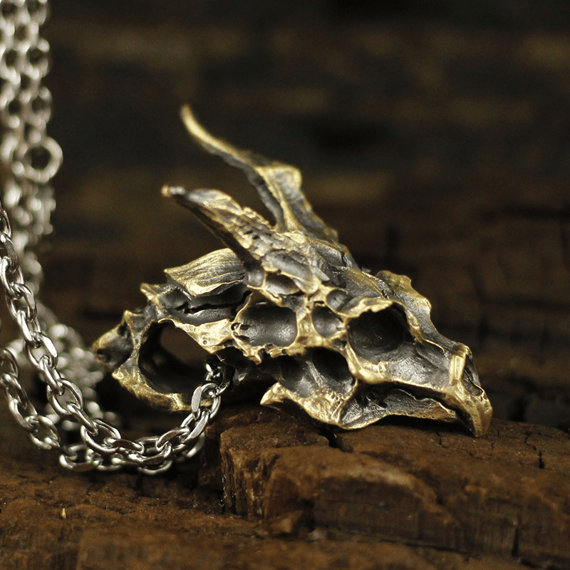 Dragon Sterling Silver Skull Necklace