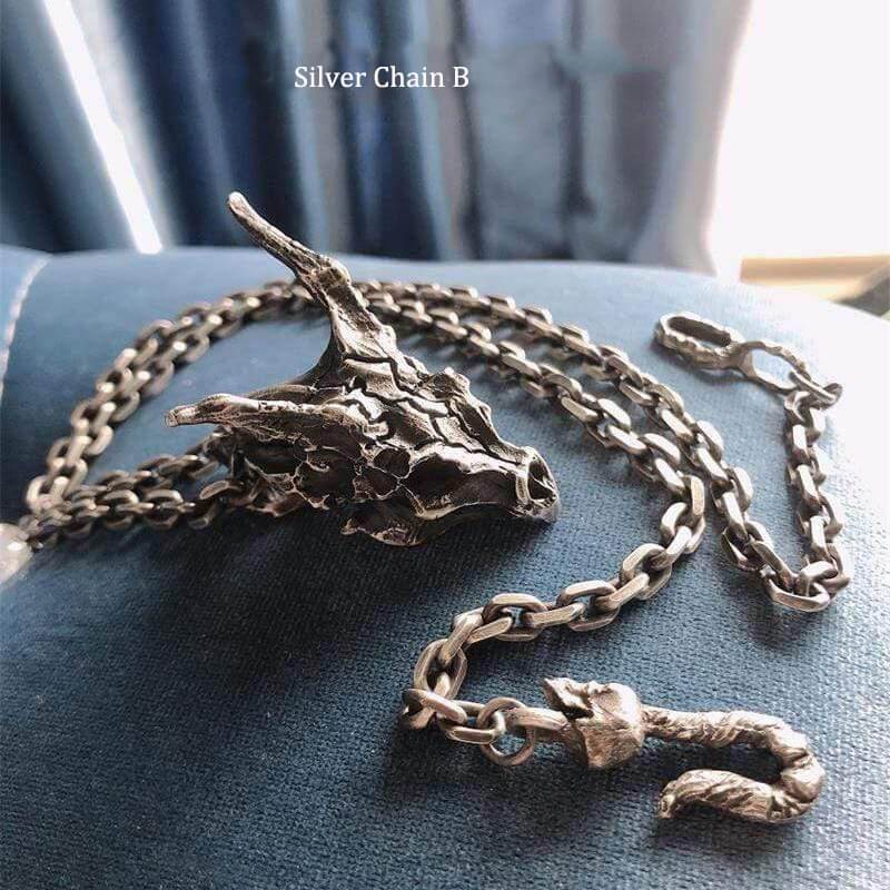 Dragon Sterling Silver Skull Necklace