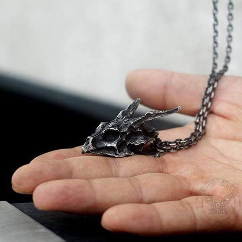 Dragon Sterling Silver Skull Necklace