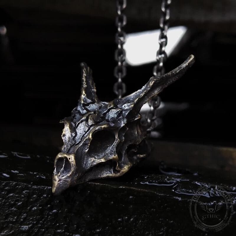 Dragon Sterling Silver Skull Necklace