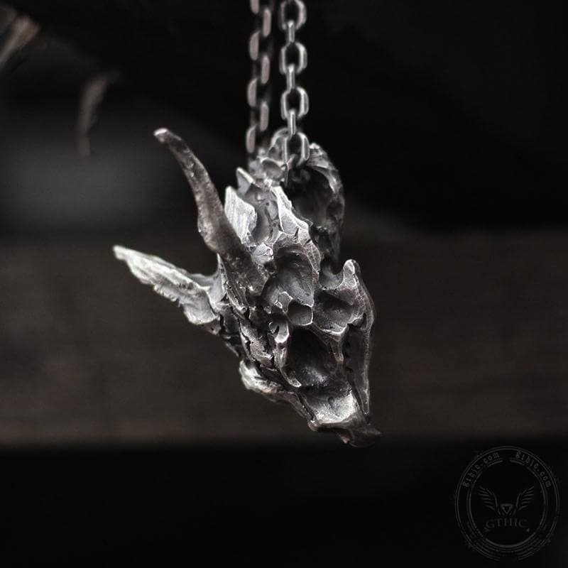 Dragon Sterling Silver Skull Necklace