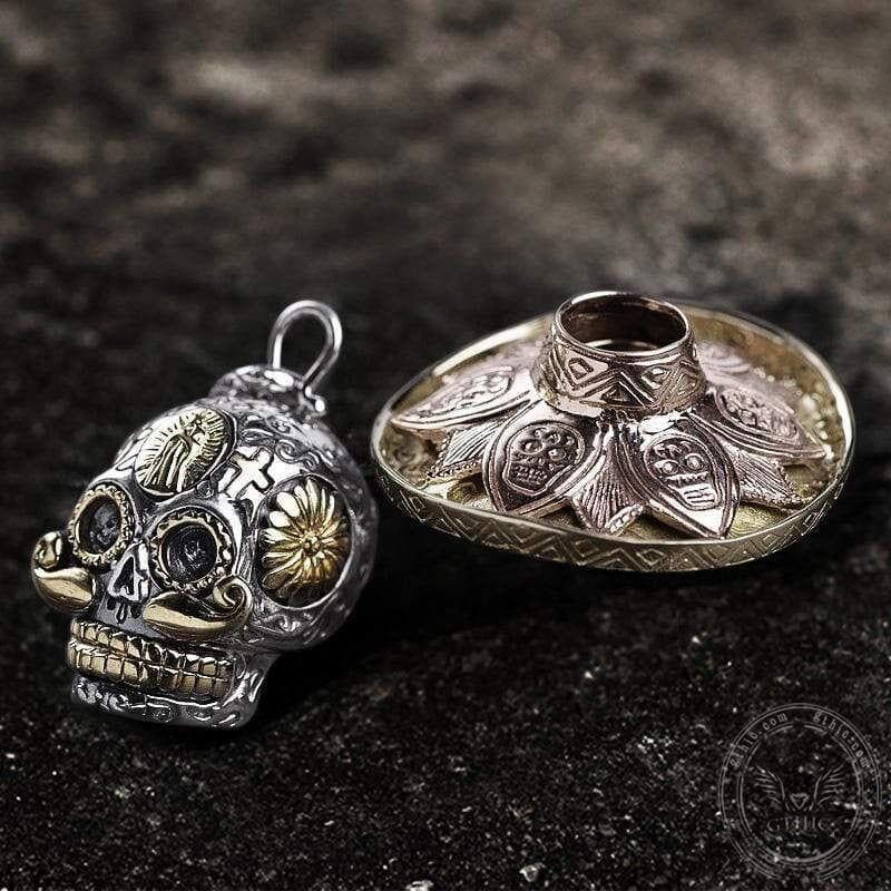 Hat Magic Sterling Silver Sugar Skull Pendant