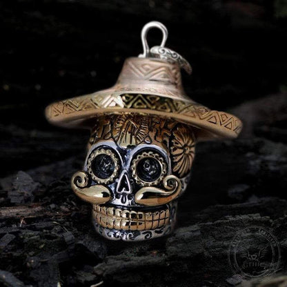 Hat Magic Sterling Silver Sugar Skull Pendant