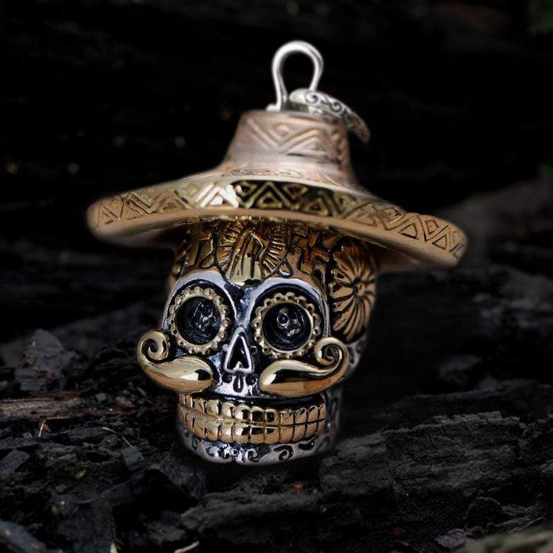 Hat Magic Sterling Silver Sugar Skull Pendant