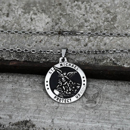 St. Michael Protect Us Stainless Steel Pendant