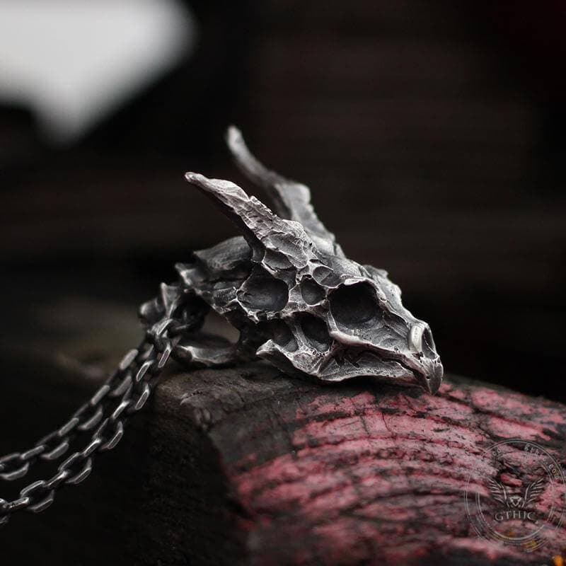 Dragon Sterling Silver Skull Necklace