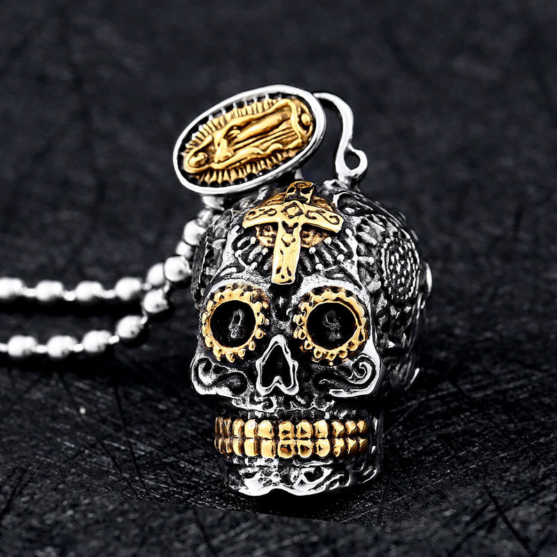 Cross Sugar Skull Pendant