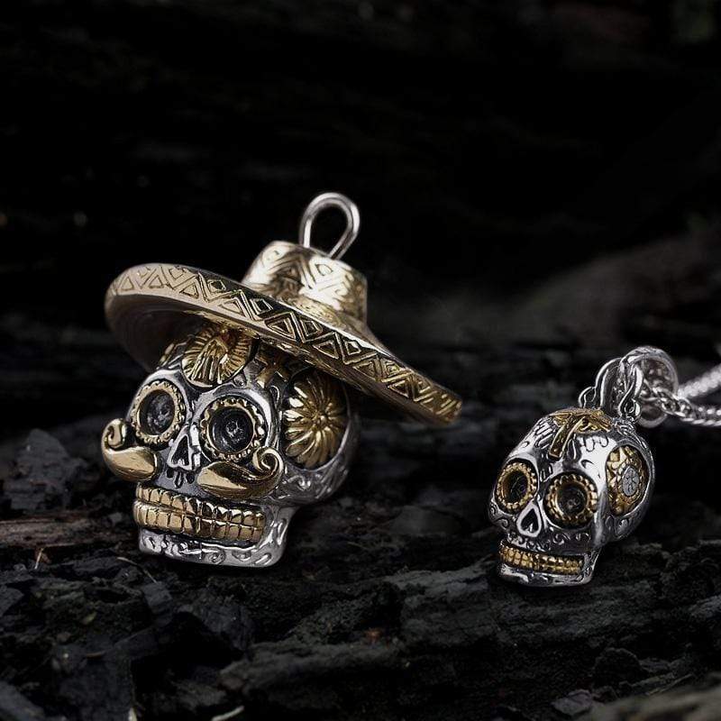 Hat Magic Sterling Silver Sugar Skull Pendant