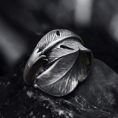 Indian Eagle Feather Sterling Silver Animal Ring