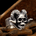 Horn Brass Skull Ring