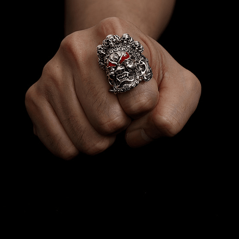 Buddha God of Wealth Stainless Steel Skull Ring