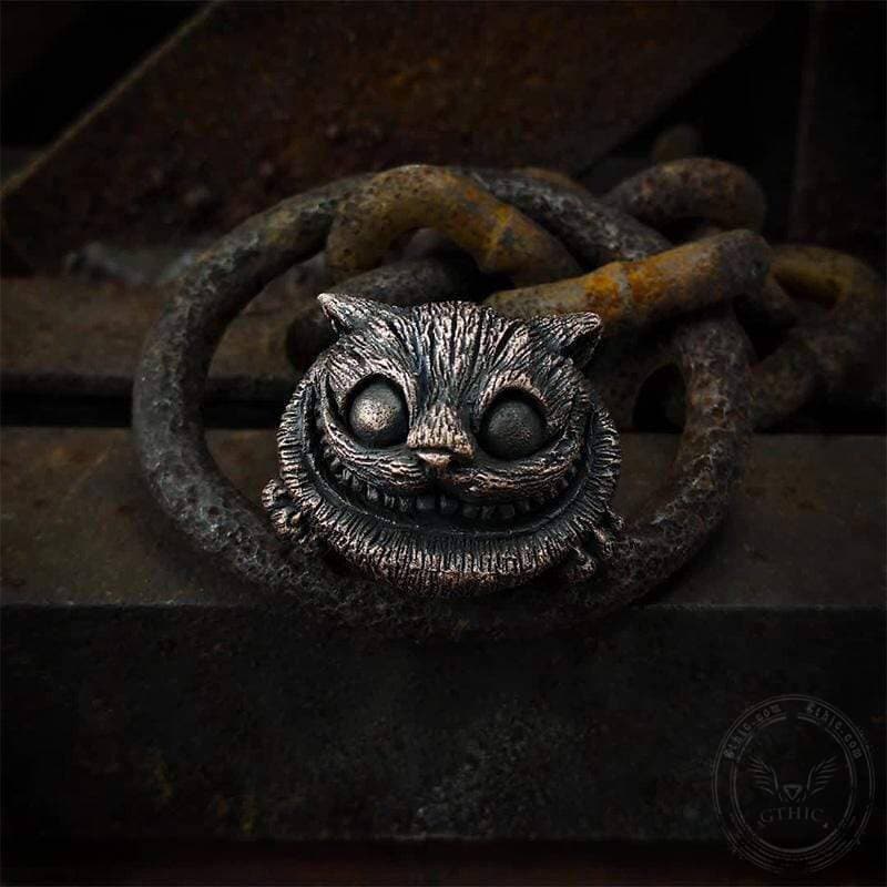 Smiling Cat Sterling Silver Brass Ring