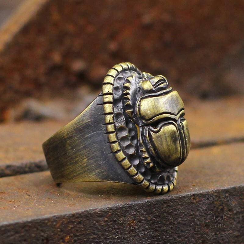 Dung Beetle Brass Egypt Ring