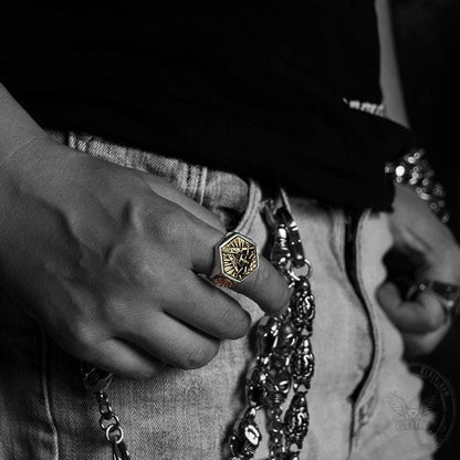 Freemason Light Sterling Silver Masonic Skull Ring