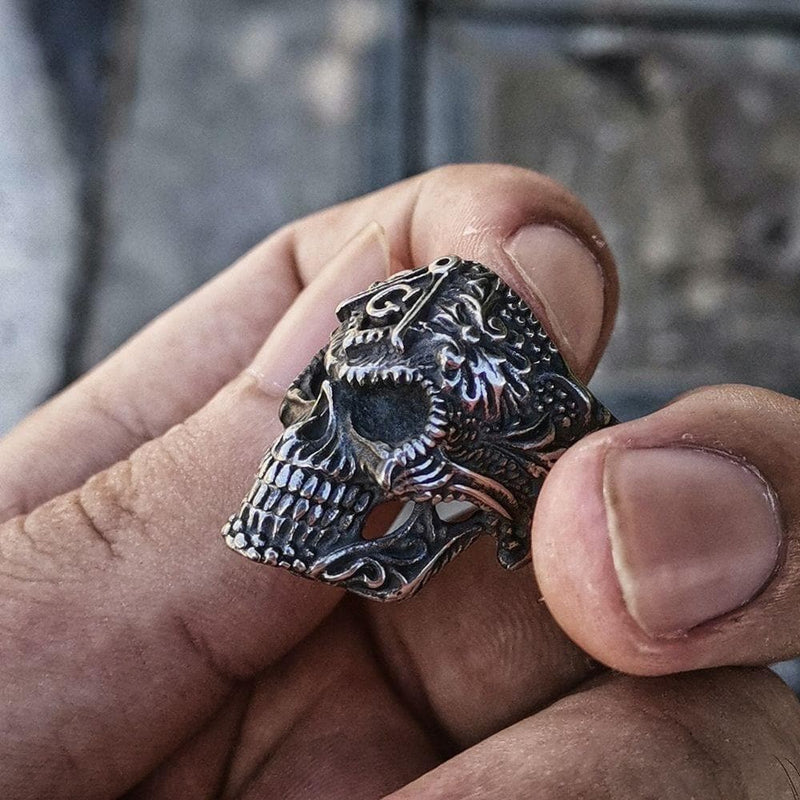 Heavy Metal Sterling Silver Masonic Skull Ring