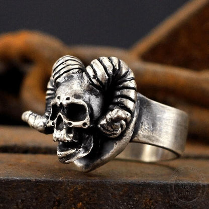Horn Brass Skull Ring