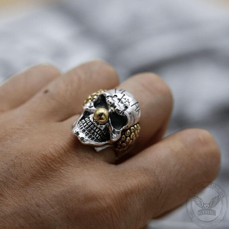 Joker Sterling Silver Skull Ring
