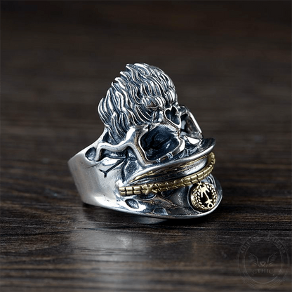 Navy Captain Sterling Silver Skull Ring
