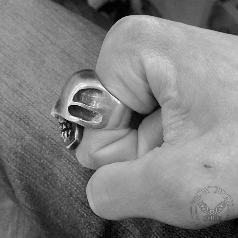 No Face Man Brass Skull Ring
